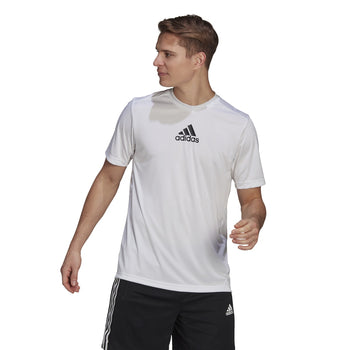 T-shirt bianca da uomo adidas Primeblue Designed To Move Sport 3-Stripes, Abbigliamento Sport, SKU a722000206, Immagine 0